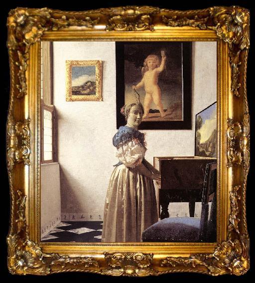 framed  Jan Vermeer Lady Standing at Virginal, ta009-2